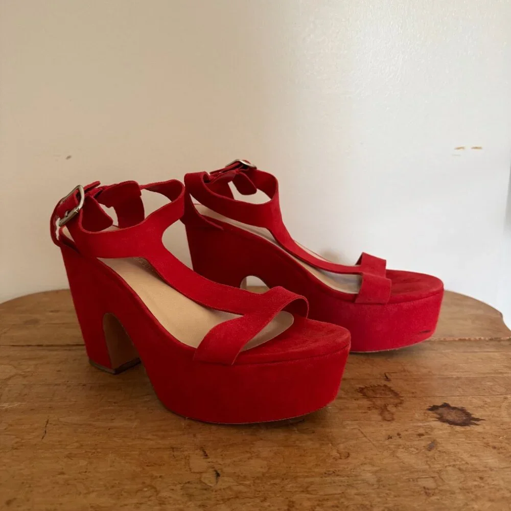 Loeffler Randall Minette High Platform Wedge in Poppy Red, Size 9 - Picture 4 of 9